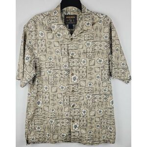 Woolrich Geometric Print Short Sleeve Button Up Floral Fish Print Mens Medium